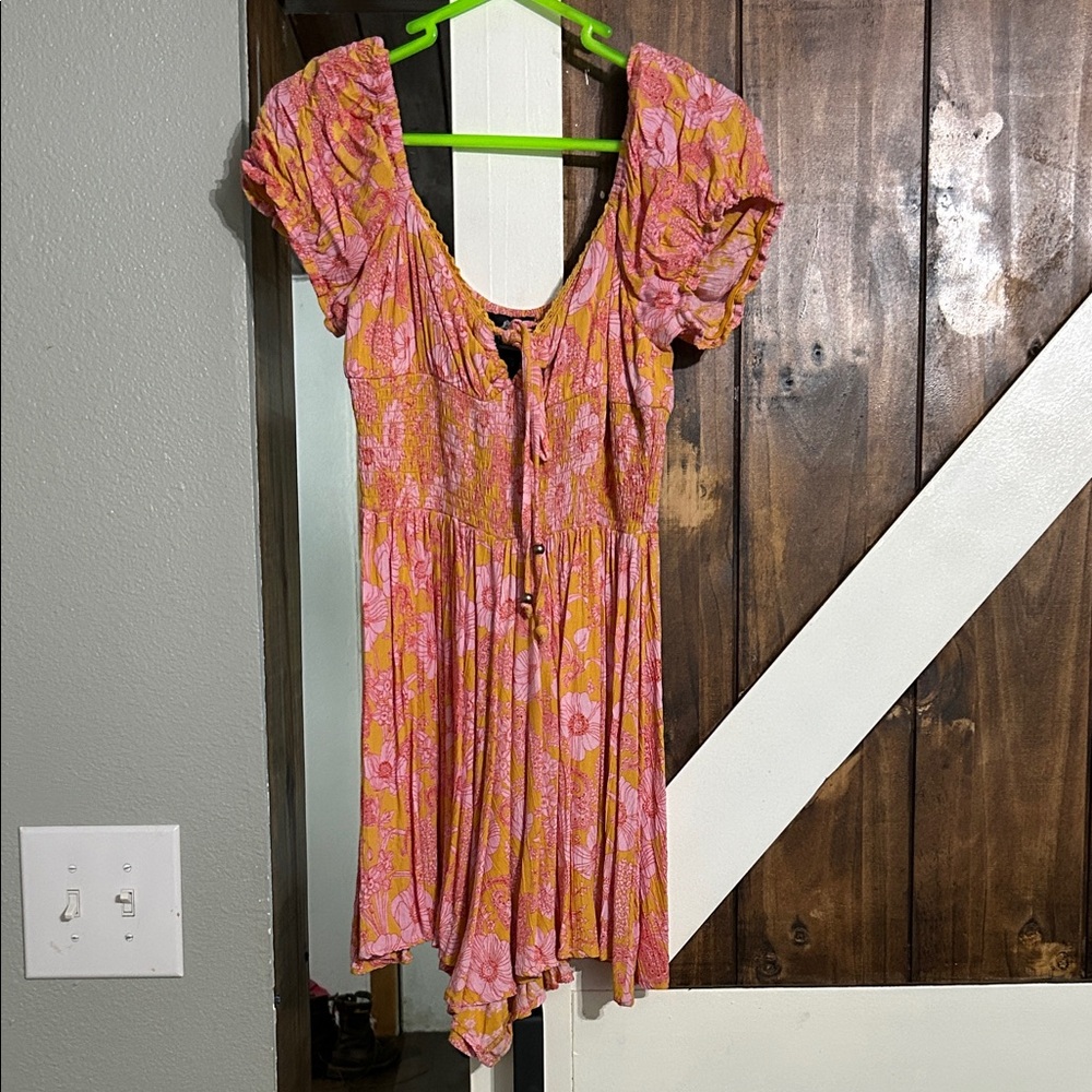 Floral Pink and Orange Romper